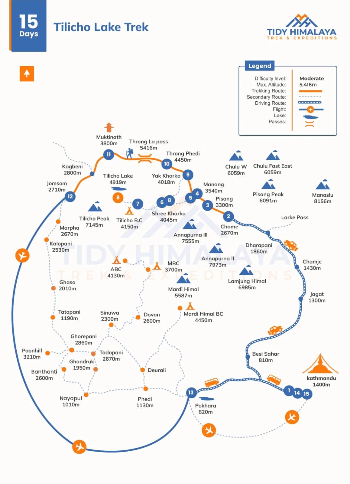 Tilicho Lake Trek Map