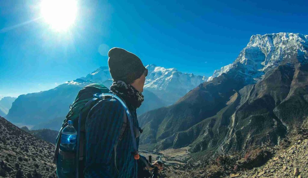 man trekking in Annapurna Circuit