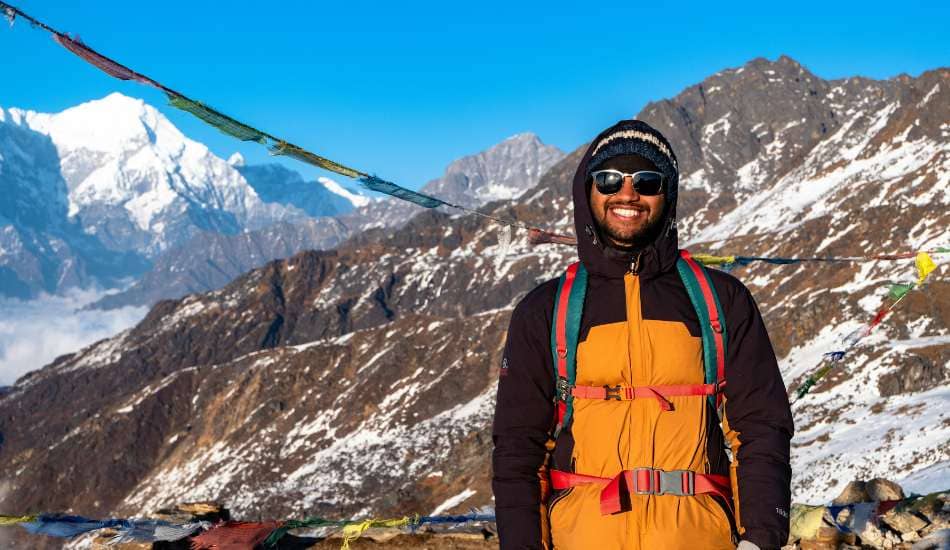 man posing during gosaikunda trek