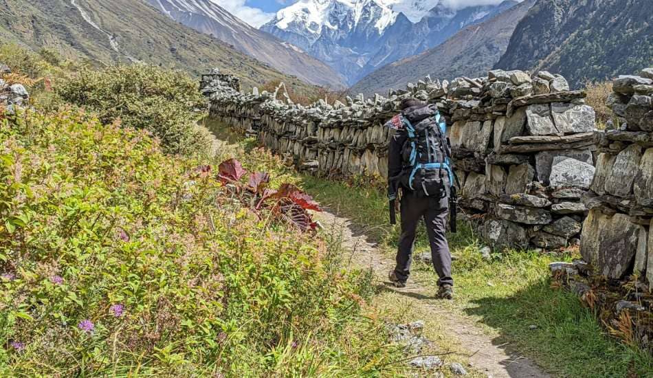 man enroute langtang gosaikunda helambu trek